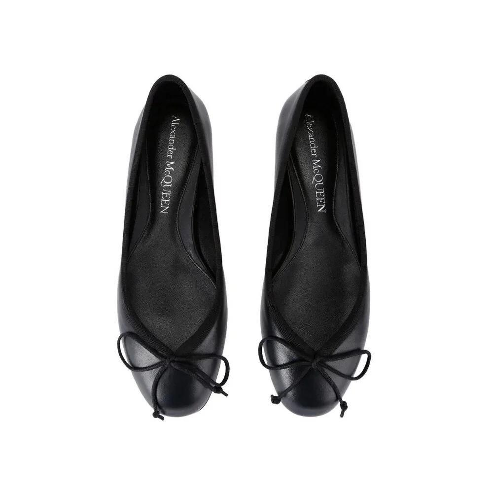 Alexander McQueen Armadillo Leather Black Ballerina Flats NIB EU sz 37.5 / 7.5